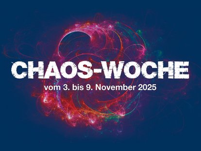 Schriftzug Chaos-Woche hinter einer chaotischen Grafik