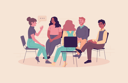 In einer entspannten Gesprächsrunde tauschen sich Teilnehmende aus und lernen voneinander