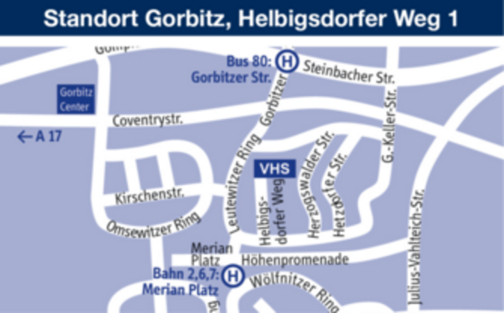 Kartenausschnitt mit Sicht auf den Standort Gorbitz